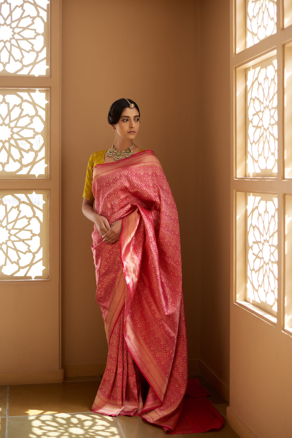 Fuchsia Pink Pure Katan Silk Handloom Banarasi Saree