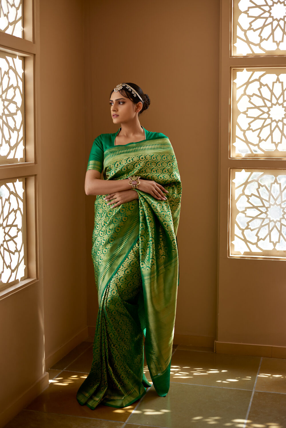 Green Pure Katan Silk Handloom Banarasi Saree