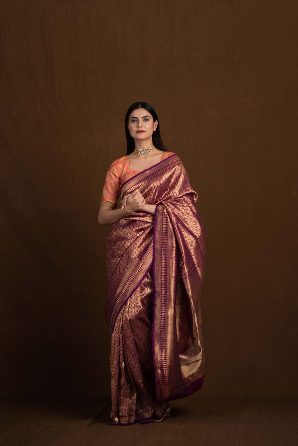 Magenta Pure Katan Silk Handloom Banarasi