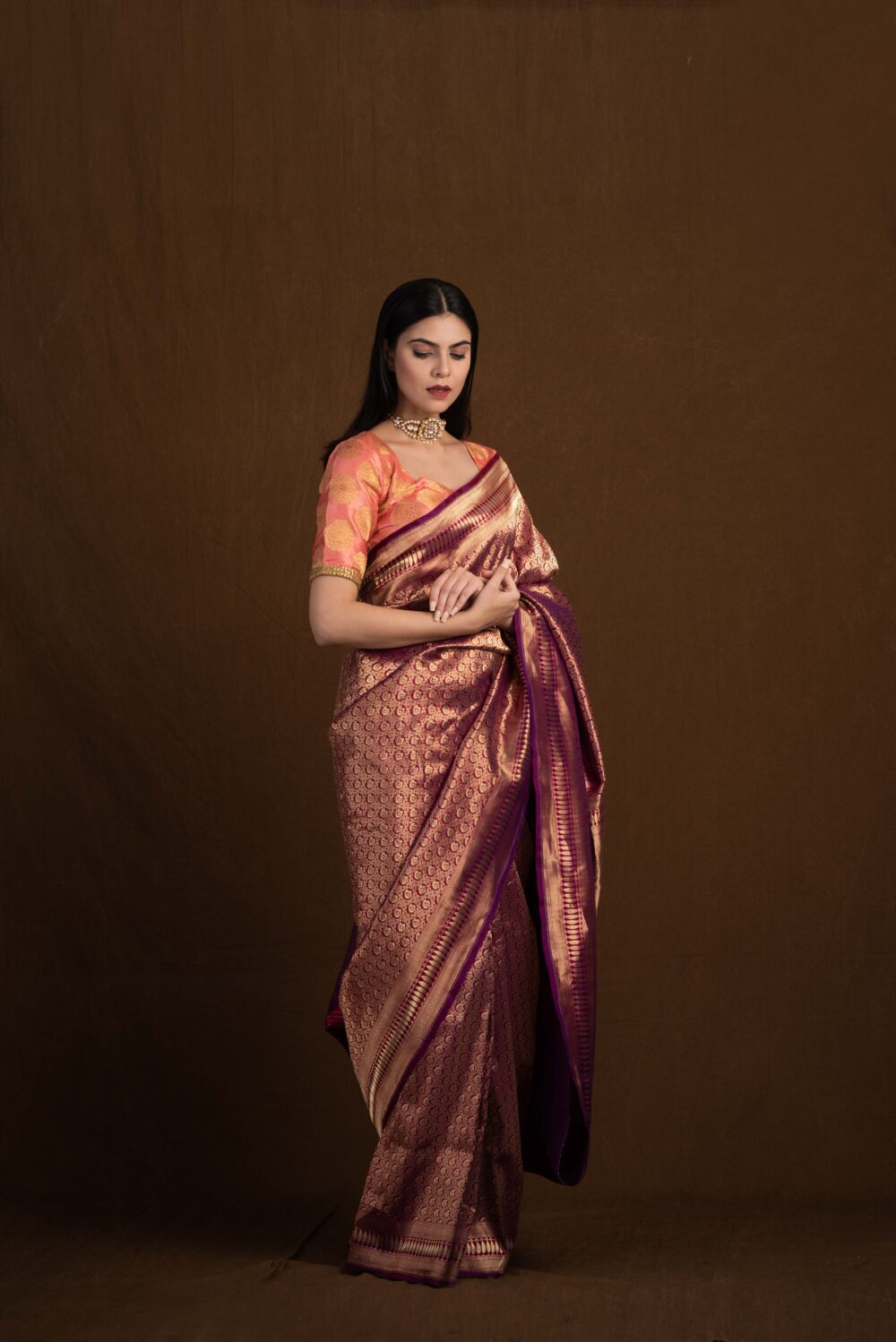 Magenta Pure Katan Silk Handloom Banarasi - Image 2