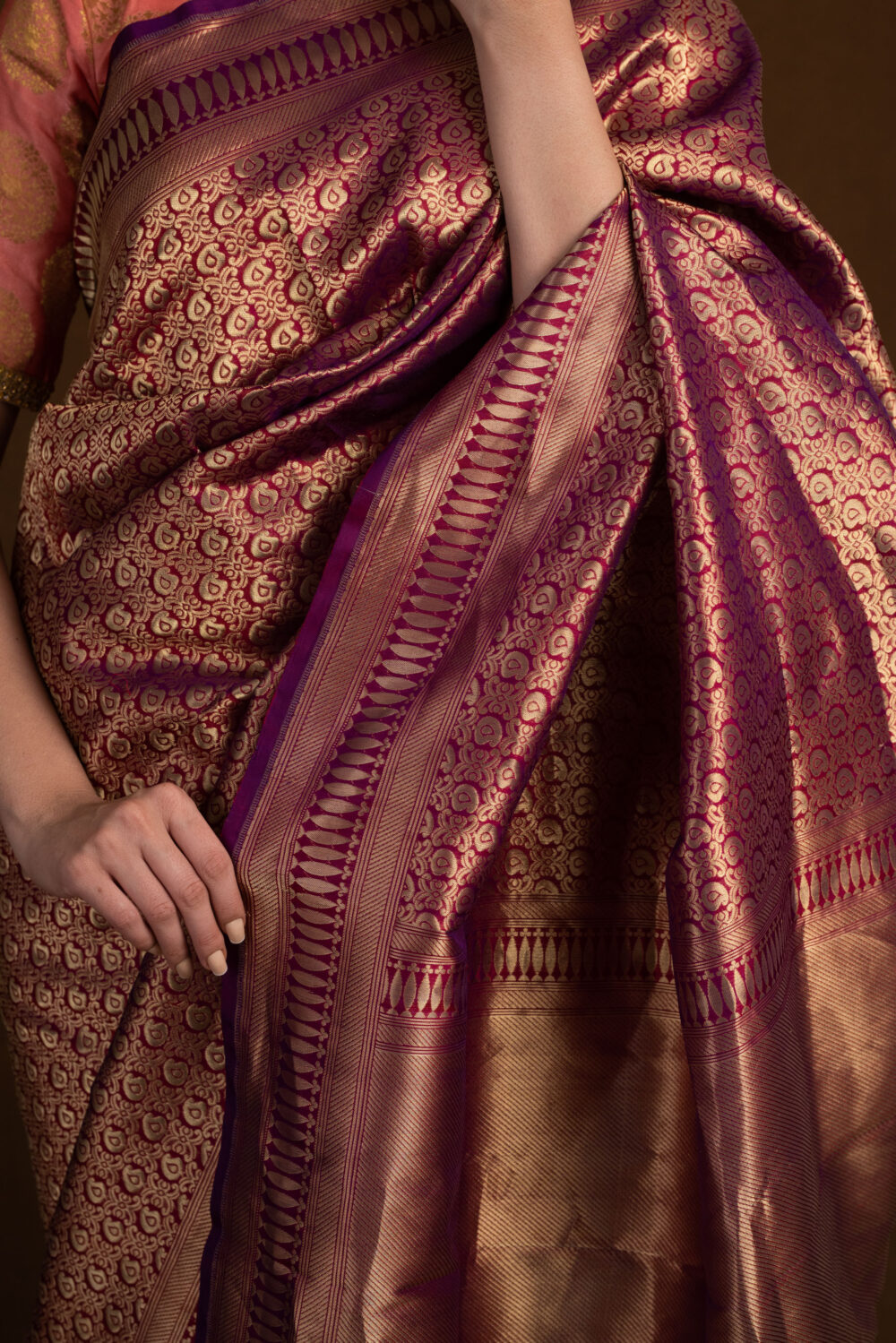 Magenta Pure Katan Silk Handloom Banarasi - Image 4