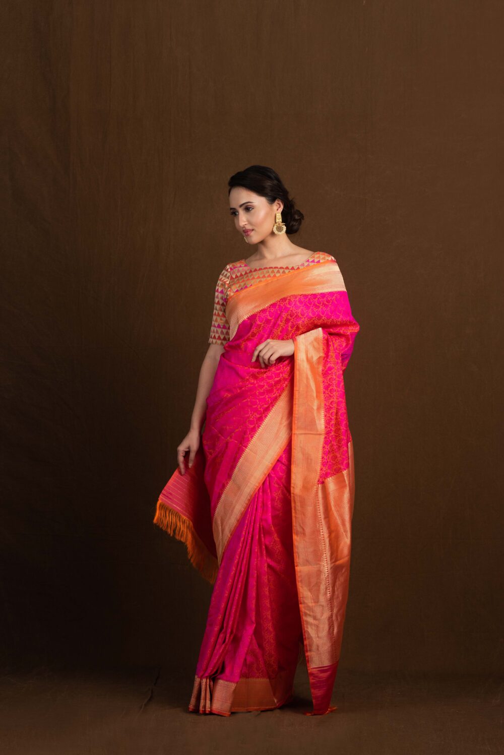 Pink tanchoi Pure Katan Silk Handloom Banarasi Saree - Image 3