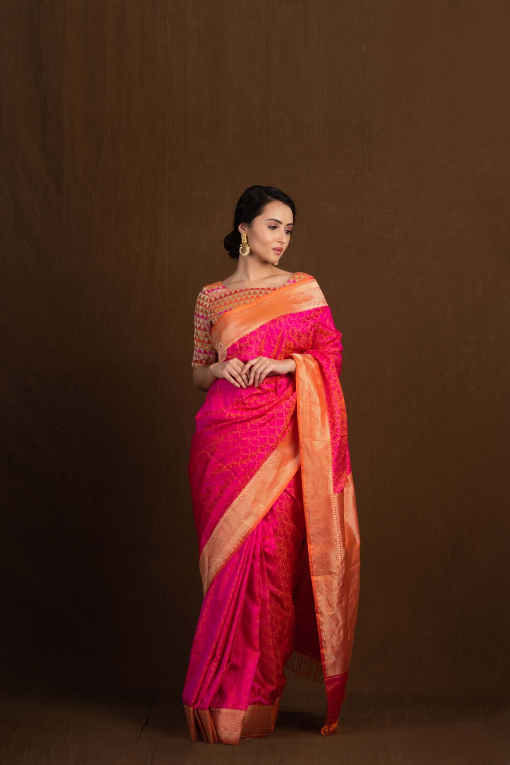 Pink tanchoi Pure Katan Silk Handloom Banarasi Saree - Image 2