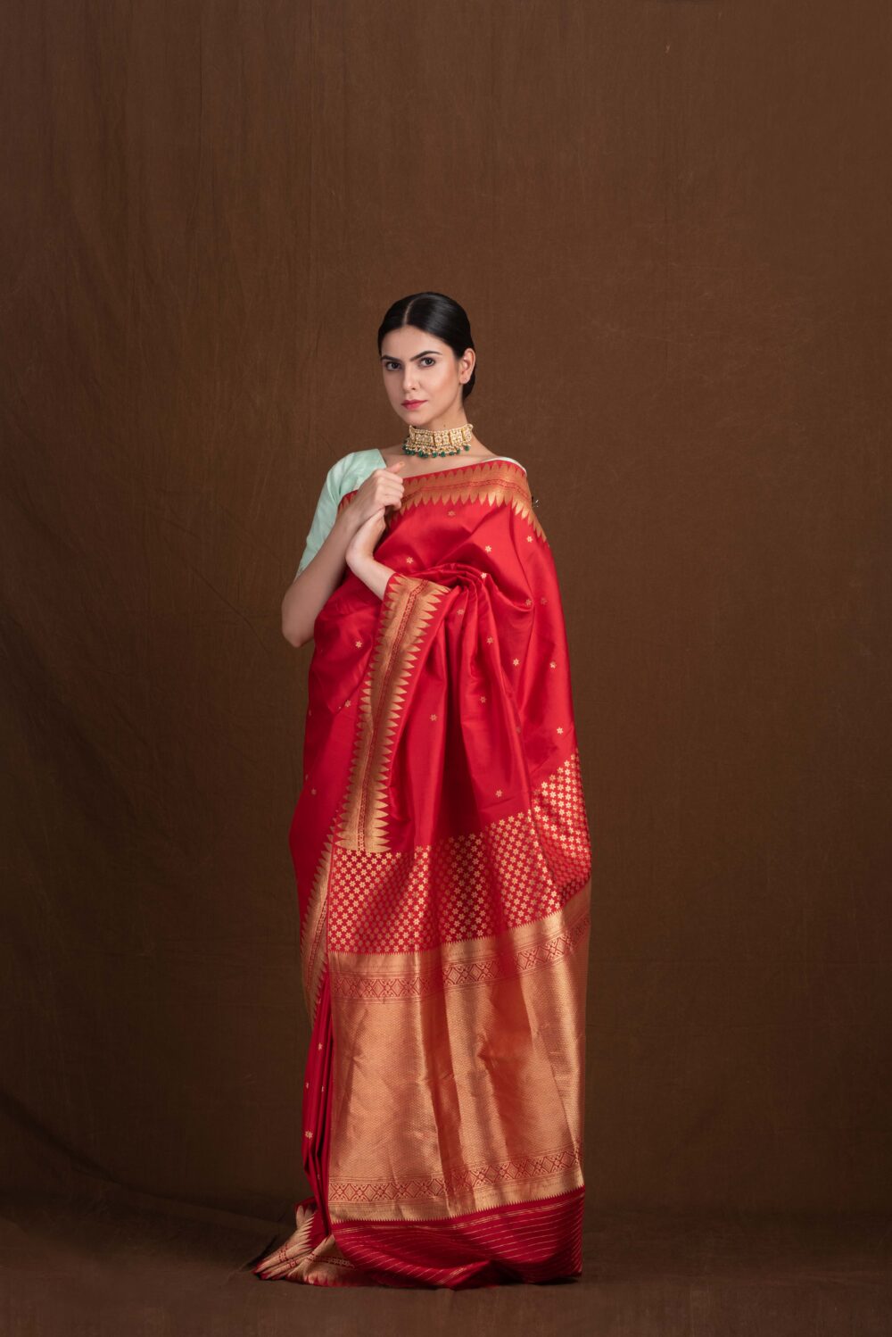 Red Pure Katan Silk Handloom Banarasi Saree