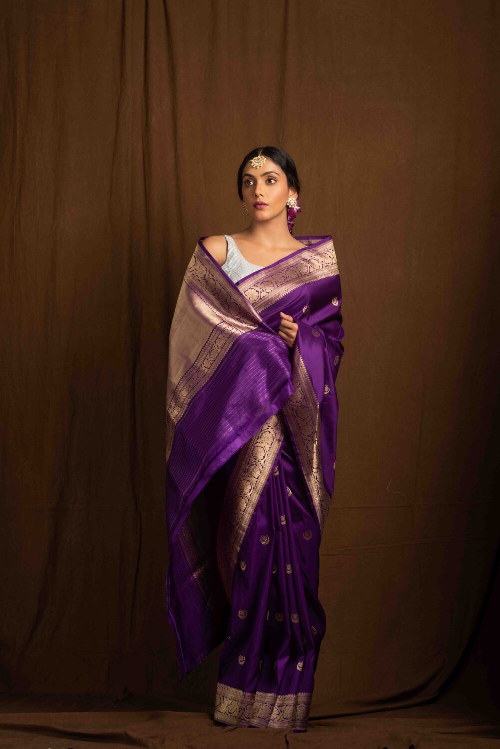 Purple Pure Katan Silk Handloom Banarasi Saree