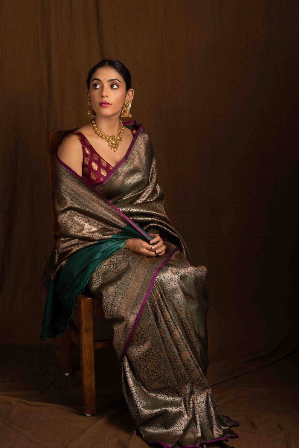 Green Banarasi Silk Saree - Image 4