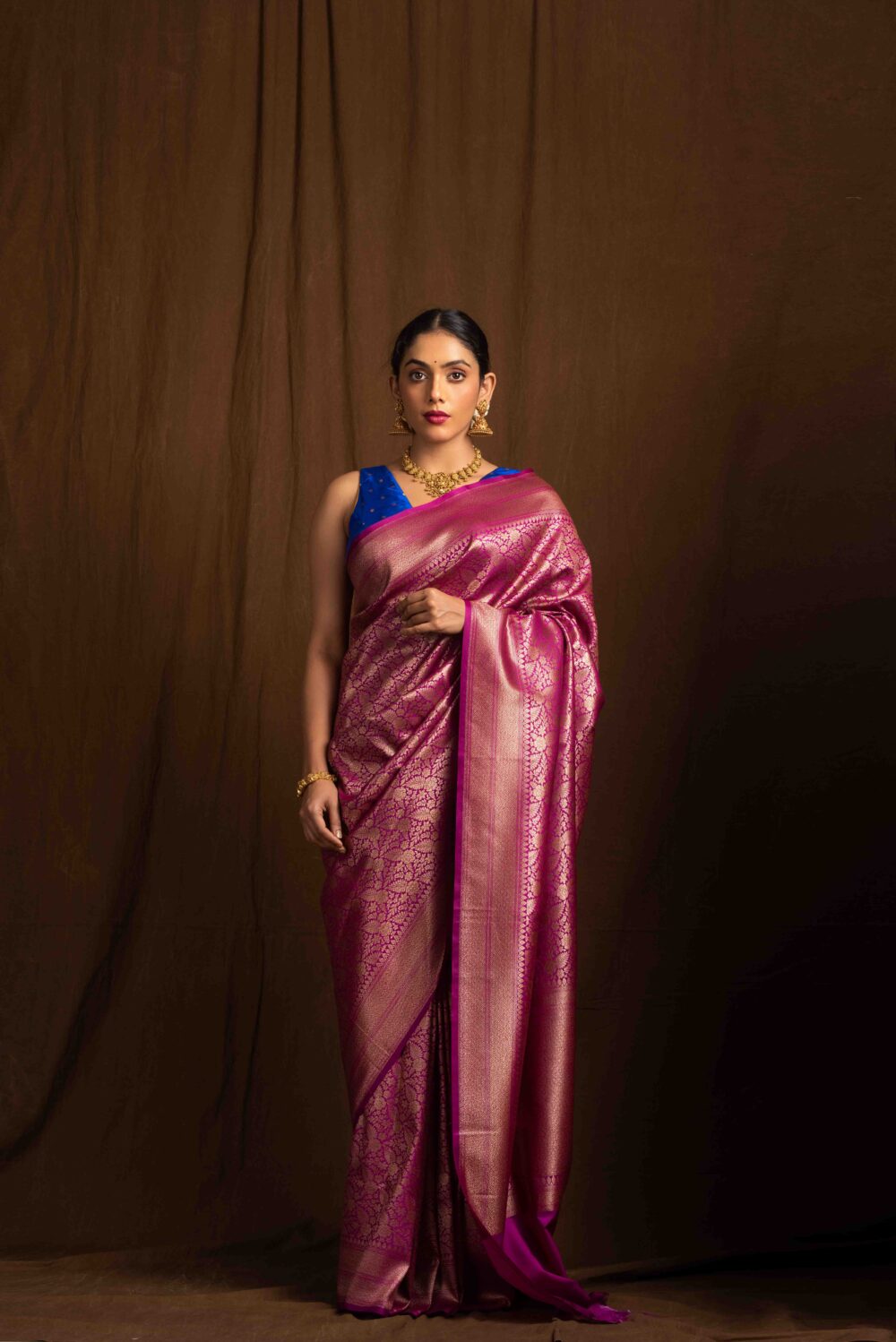 Magenta Banarasi Silk Saree