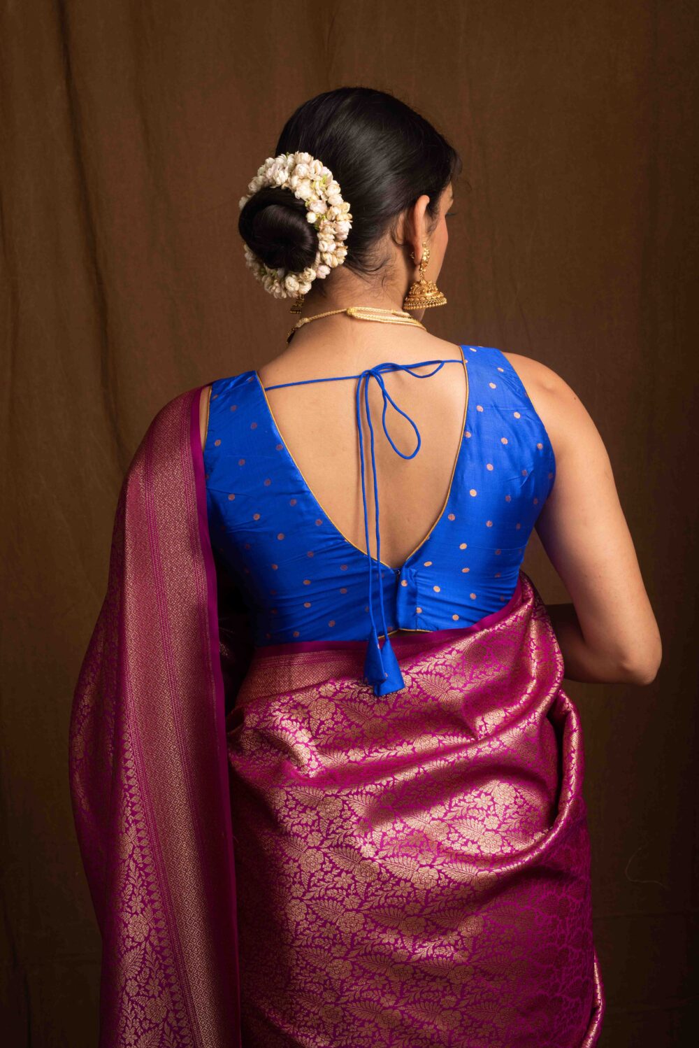 Magenta Banarasi Silk Saree - Image 4