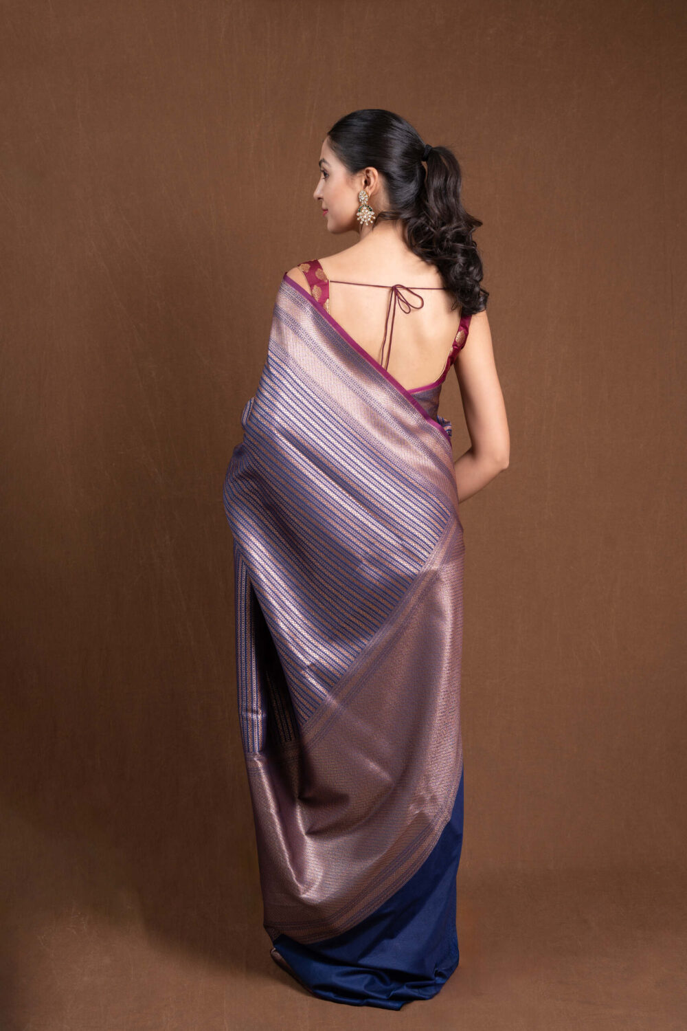 Blue Banarasi Silk Saree - Image 4