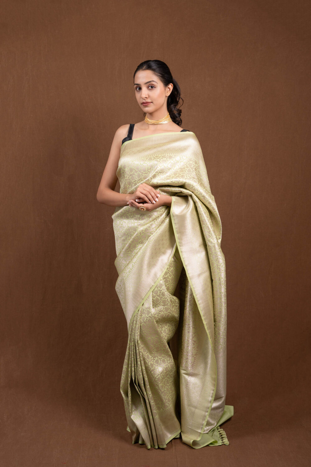 Green Banarasi Silk Saree - Image 2