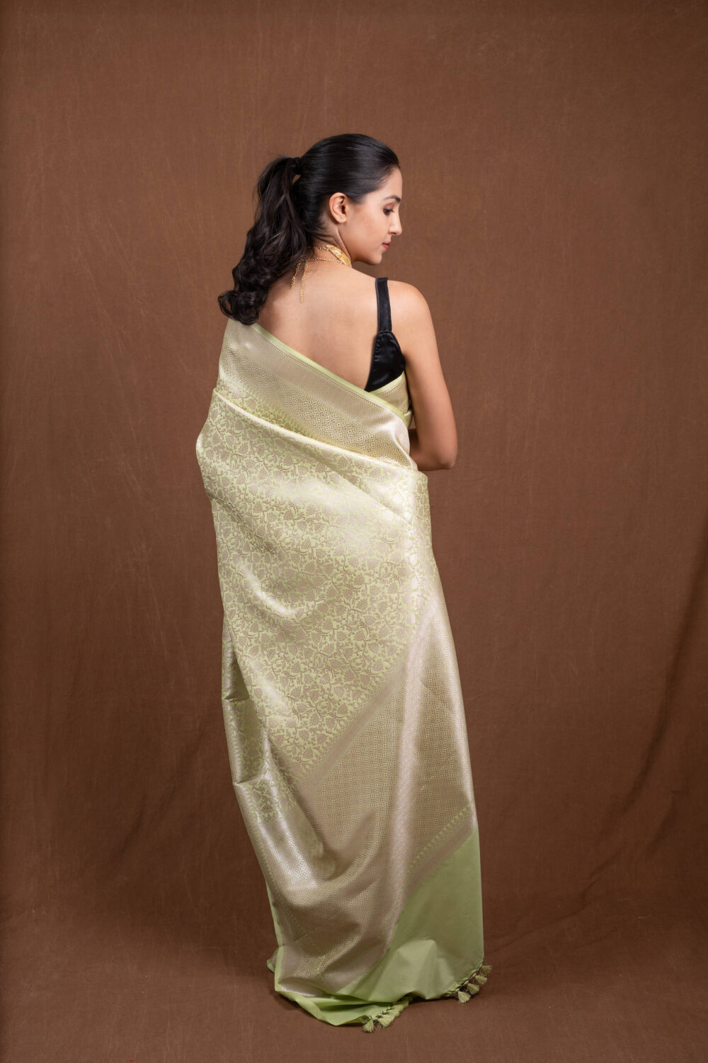 Green Banarasi Silk Saree - Image 3