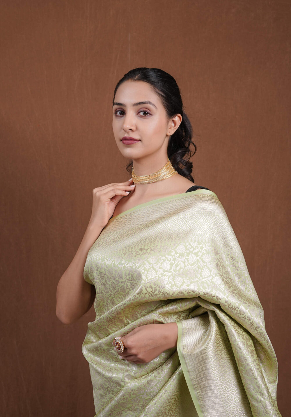 Green Banarasi Silk Saree - Image 4